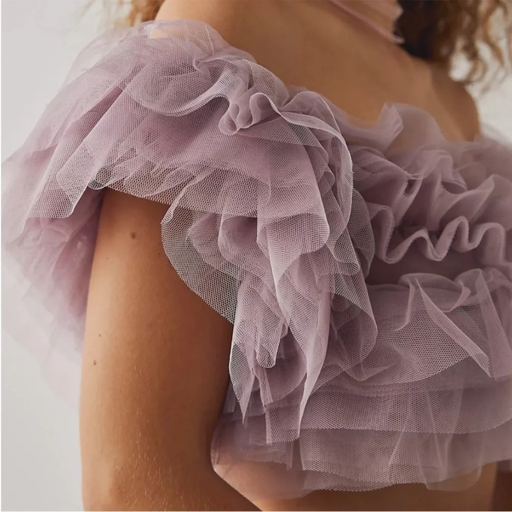 Free People Ruffled Off-Shoulder Top in Pink - Picture 2 of 6